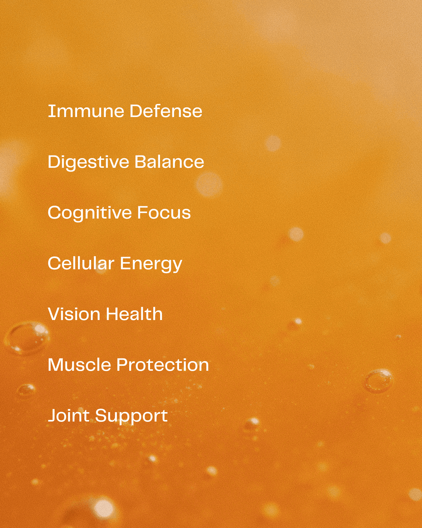 List of ingredients on top of orange liquid